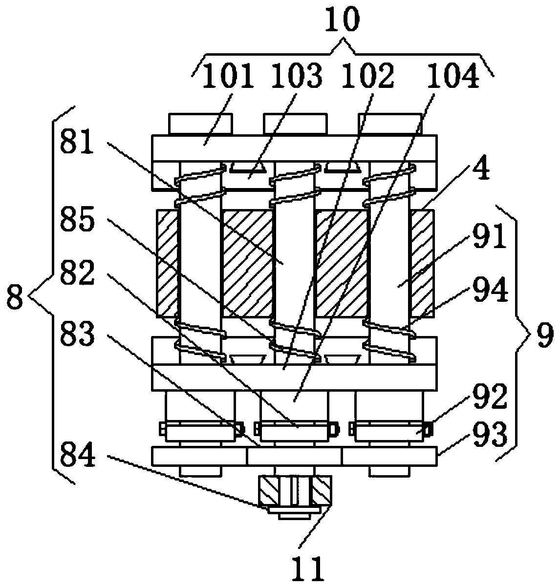 Mechanical braking system of main carrier body of trailing suction carrier