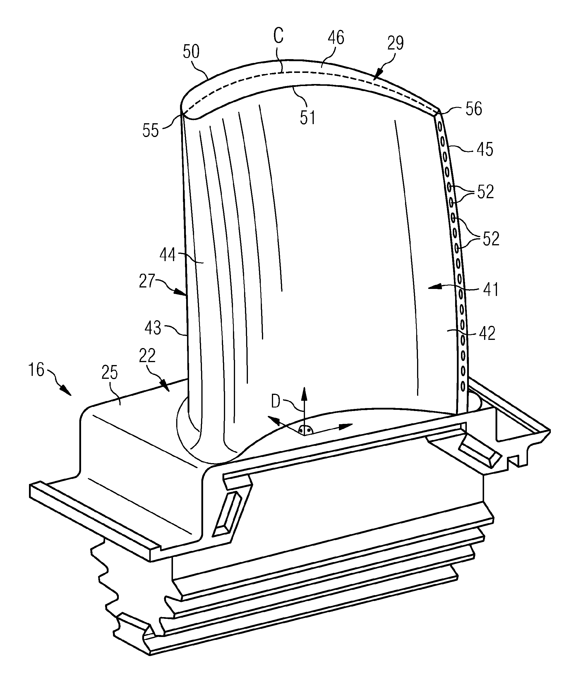 Airfoil and corresponding guide vane, blade, gas turbine and turbomachine