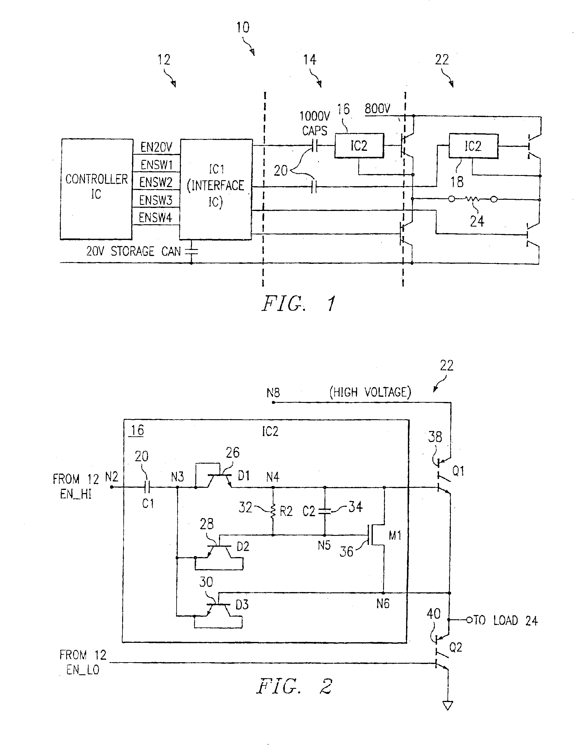 Power supply with control circuit for controlling a high voltage circuit using a low voltage circuit