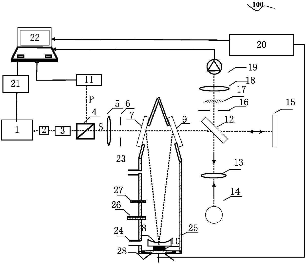 Optical heterodyne method cavity ring down spectral measurement device and method