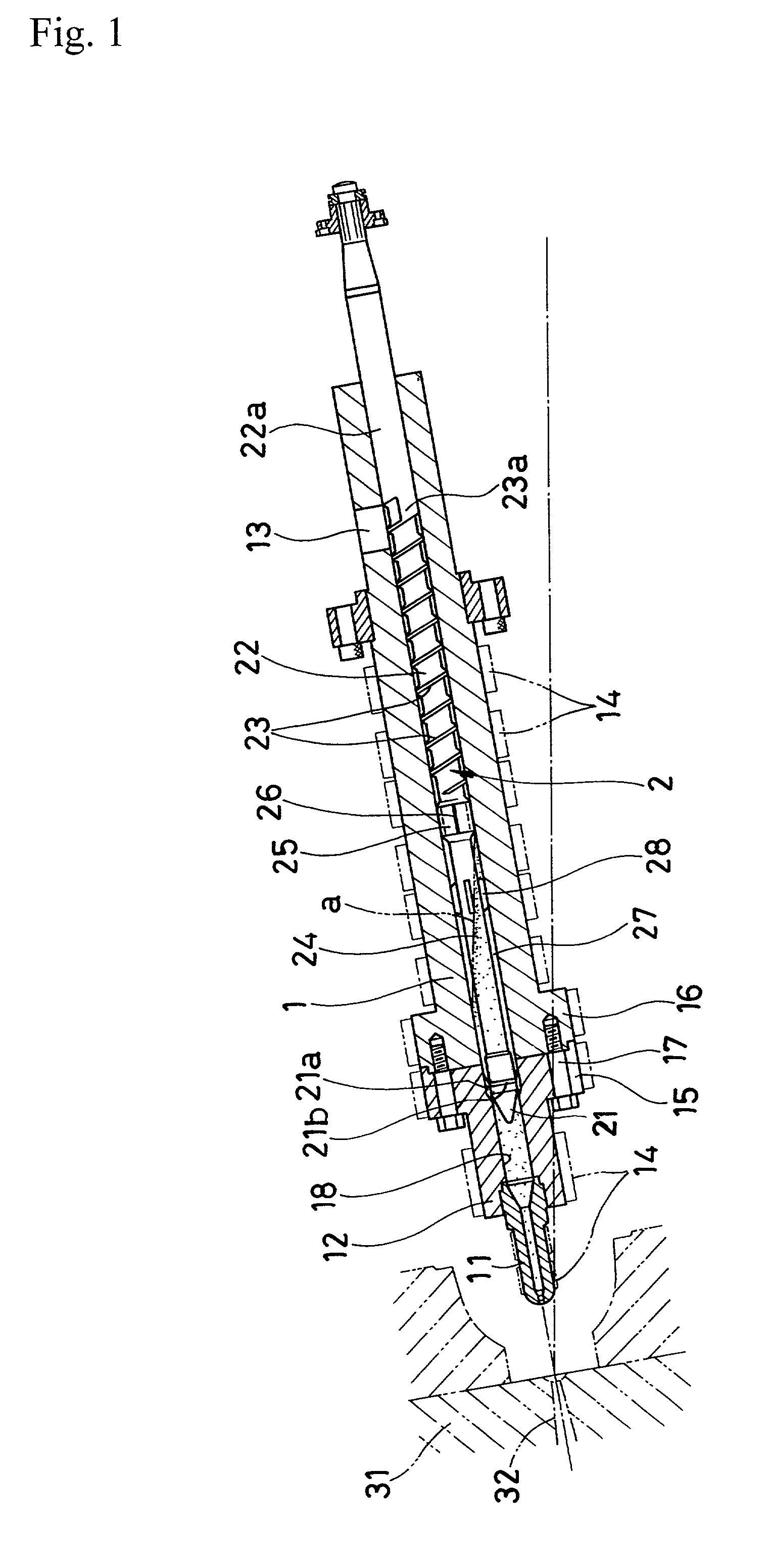 Injection apparatus for melted metals