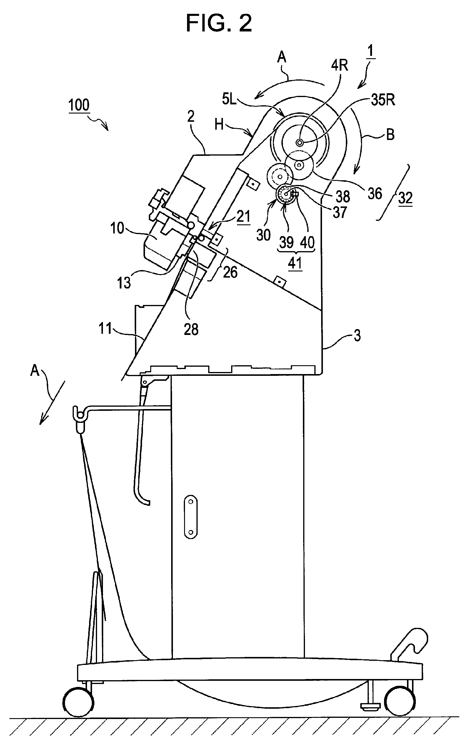 Transport device for transporting roll-shaped recording medium and recording apparatus