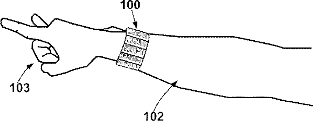 Gesture recognition device based on arm muscle current detection and motion sensor