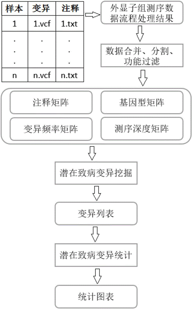 Exome potential pathogenic mutation detection method based on family line