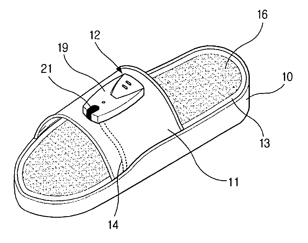 Slipper having low frequency generator