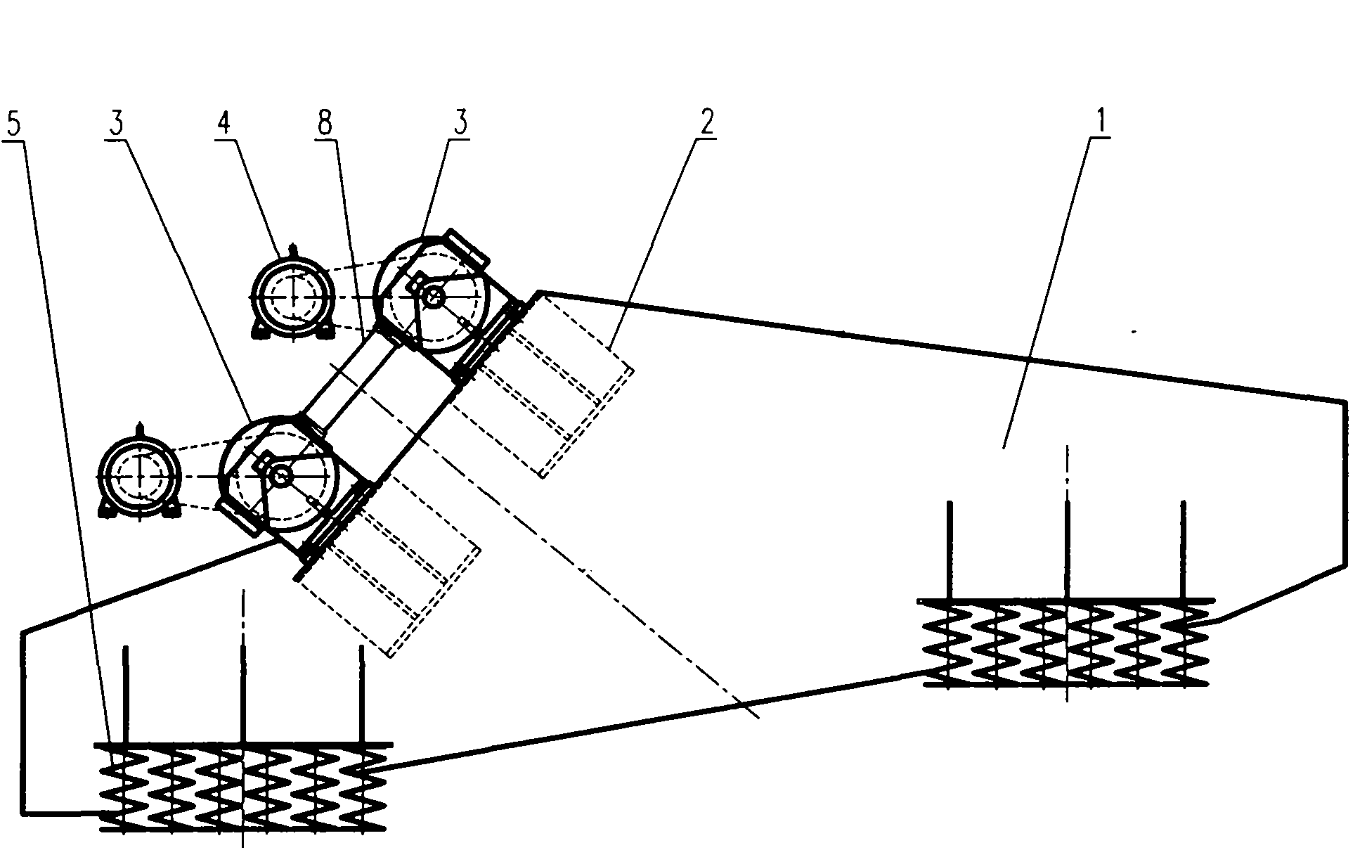 Rectilinear vibrating screen for two groups of split seat-type vibration exciters