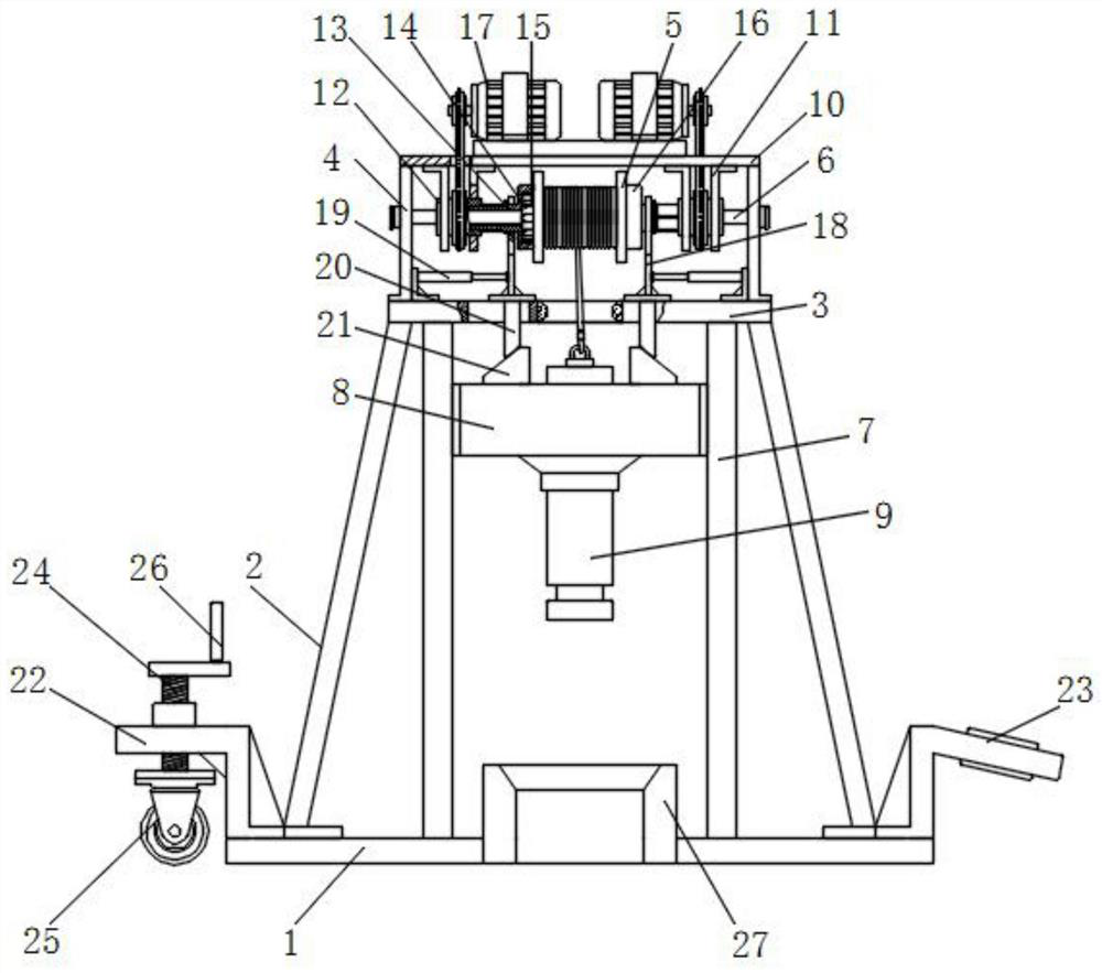 Frame body of pile driver for civil engineering