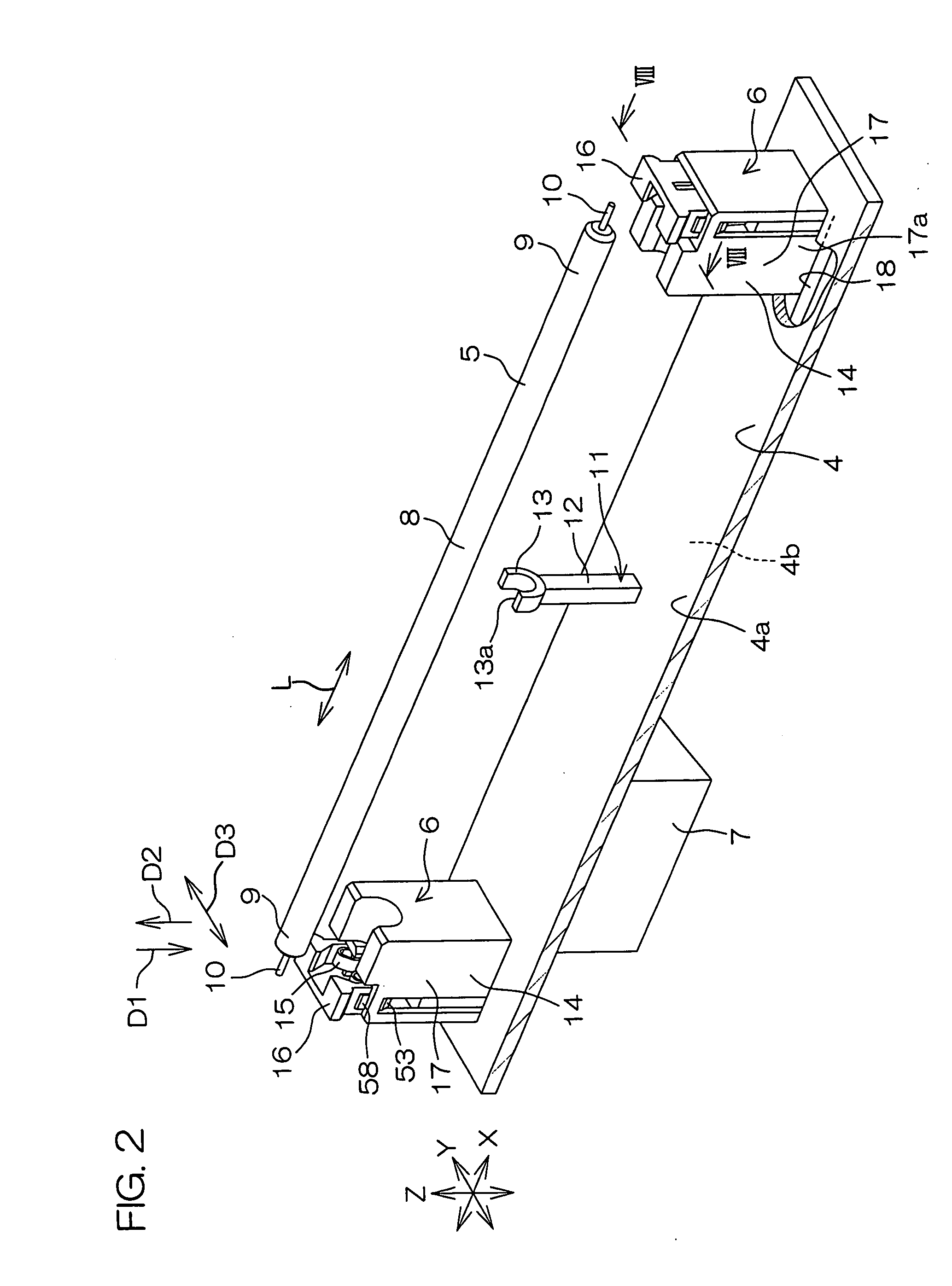 Fluorescent tube attaching structure