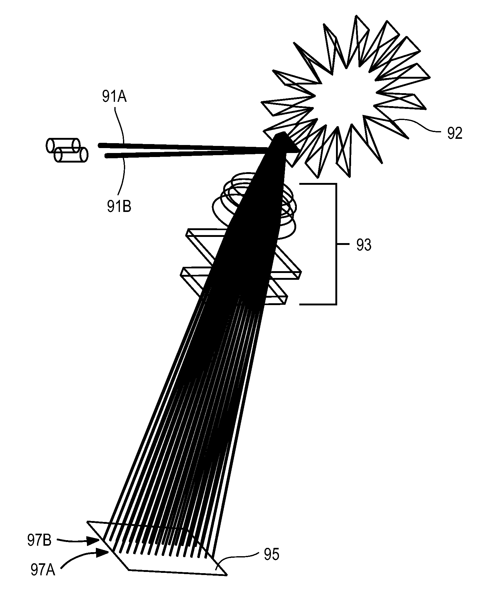 Optical pattern generator using a single rotating component