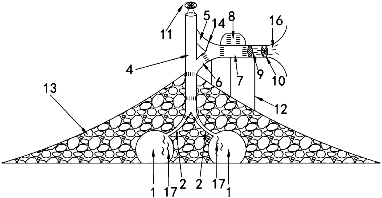 Tunnel vertical shaft or inclined shaft ventilation and smoke extraction device based on monsoon