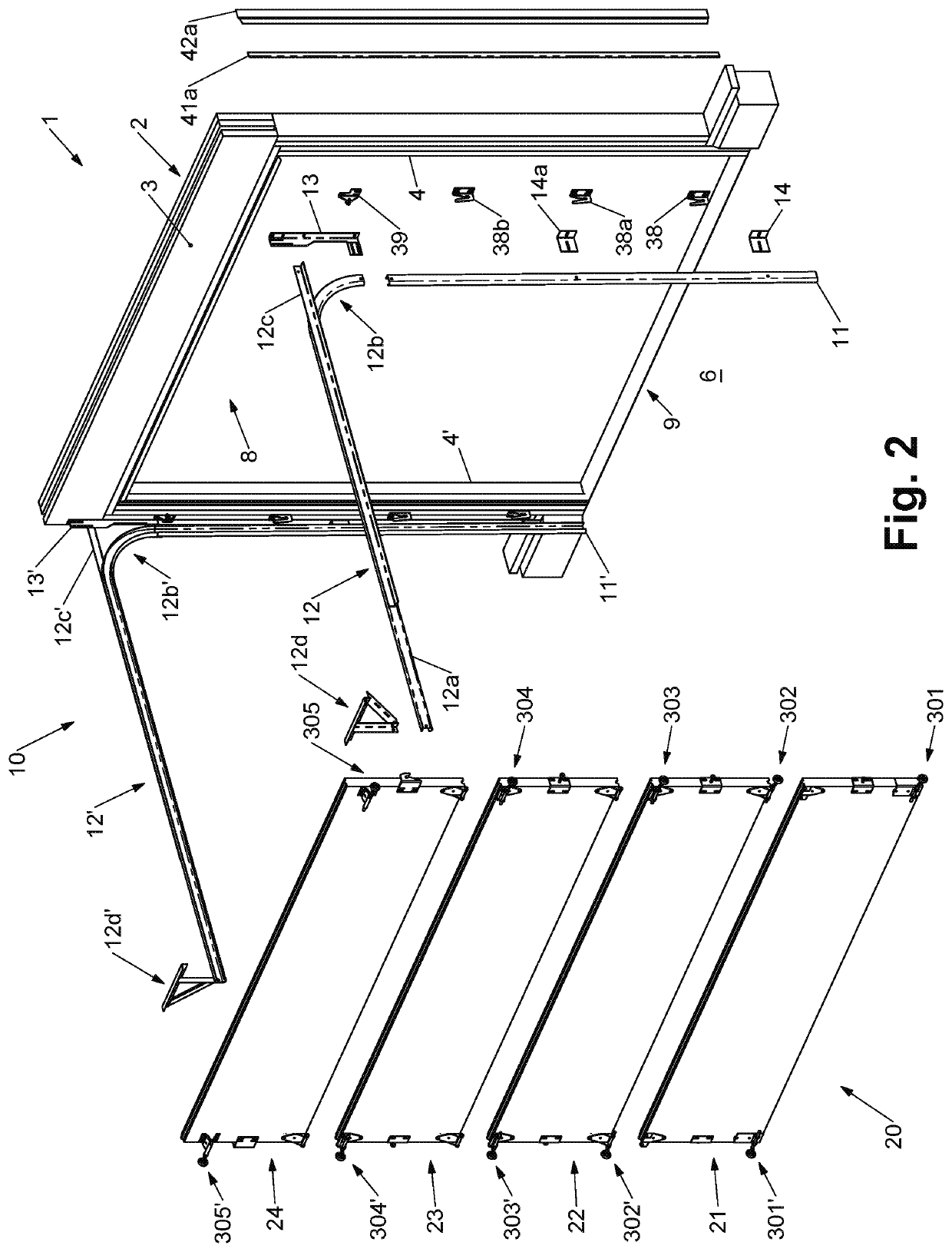 Overhead garage door system with sealing feature