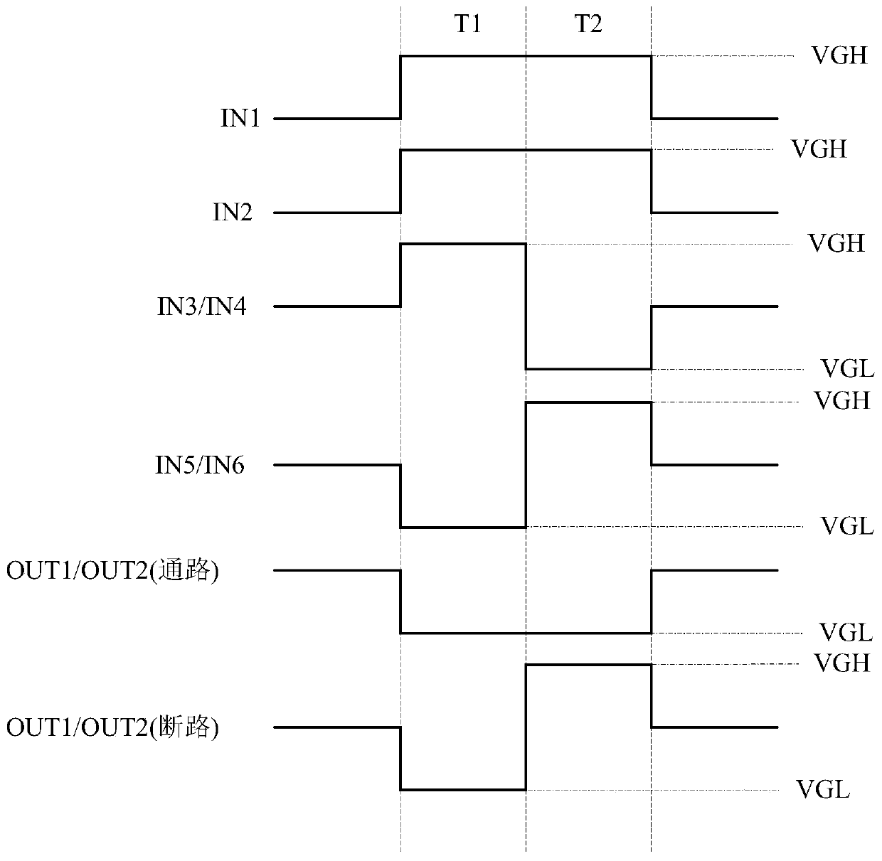 An array substrate, a detection circuit and an open circuit and short circuit detection method thereof