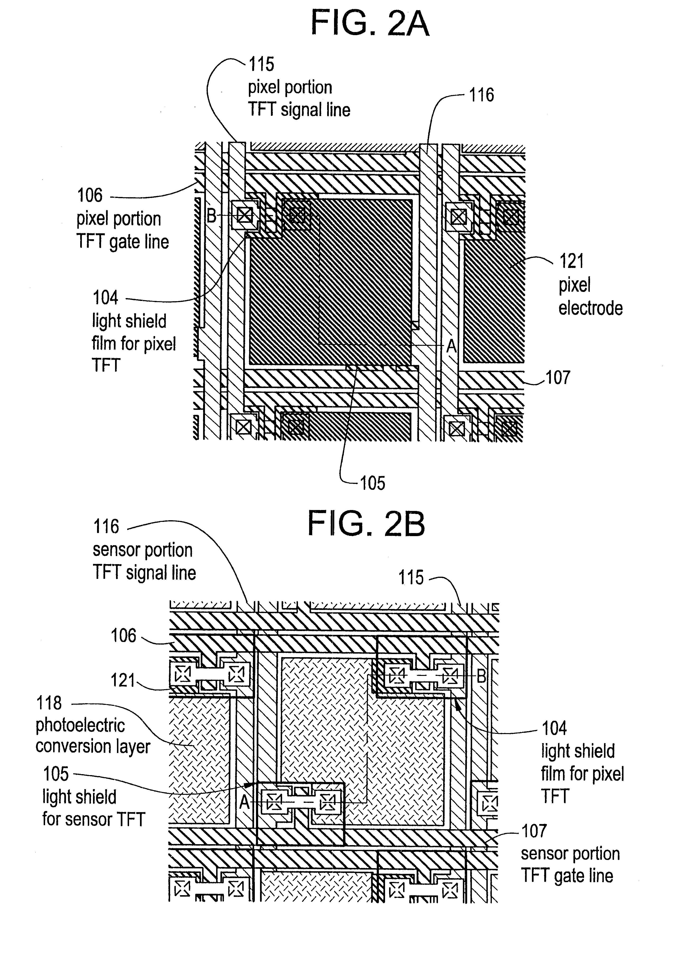 Electronic device having an active matrix display panel