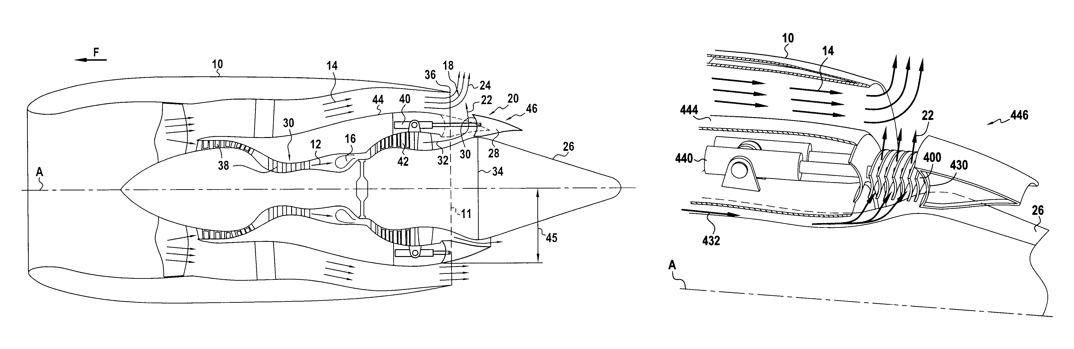 By-pass turbojet including a thrust reverser