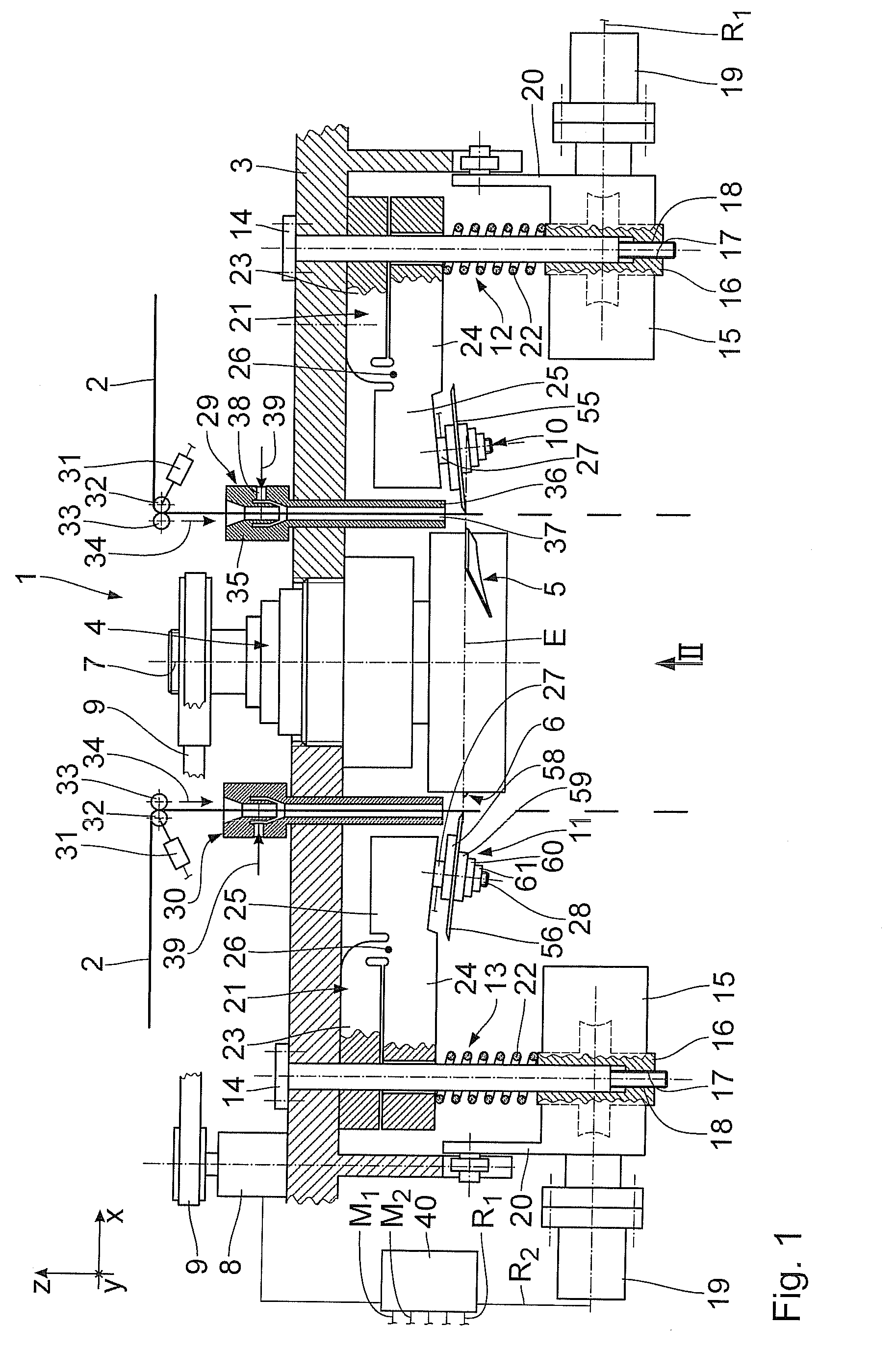 Cutting device for shear-cutting of fibre strands