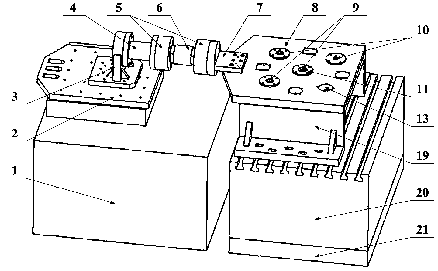 Threaded fastener transverse vibration test device and method