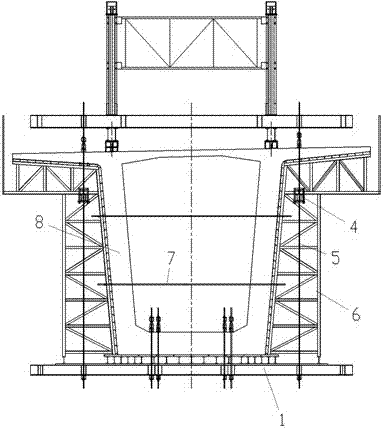 Hanging side formwork of cradle