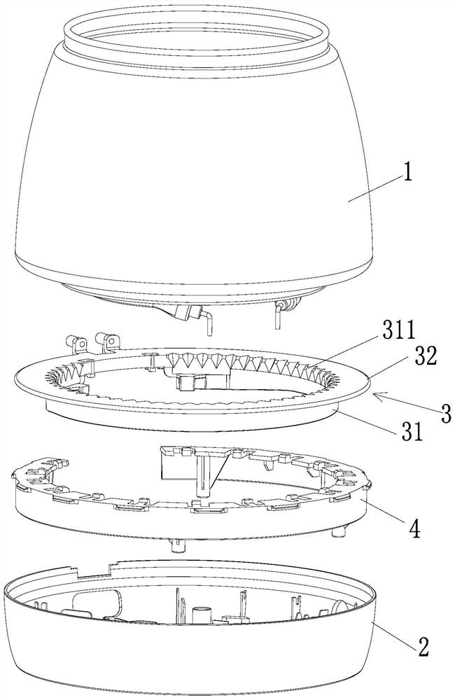 Glass electric kettle and its lampshade fixing structure