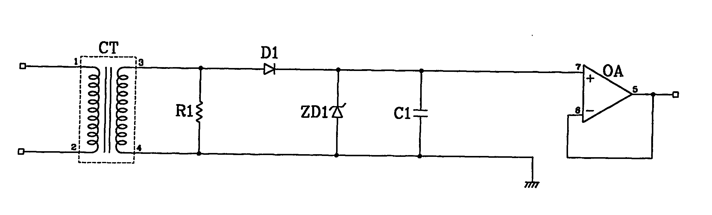 Circuit for detecting electric current