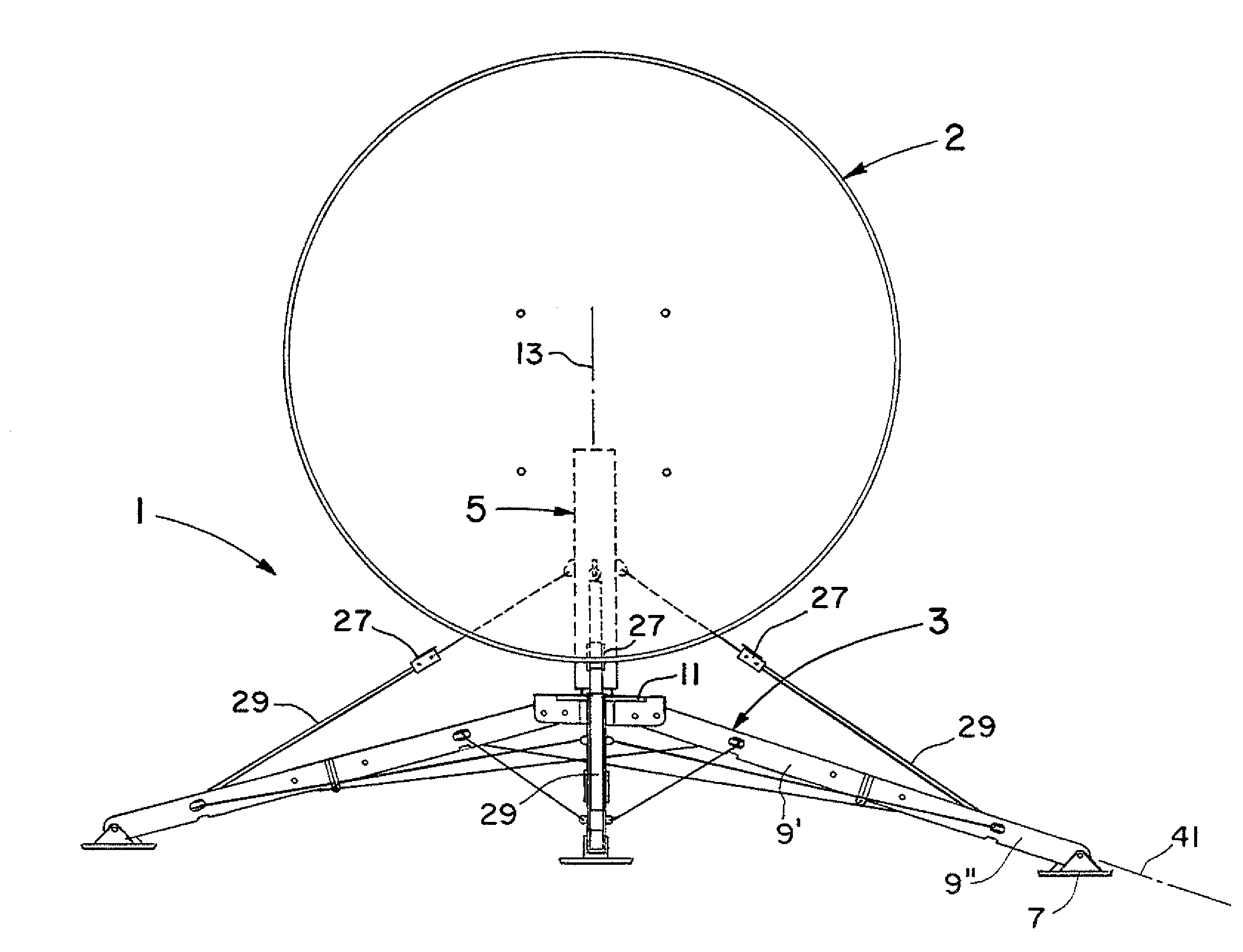 Portable, lightweight mount for a satellite antenna system