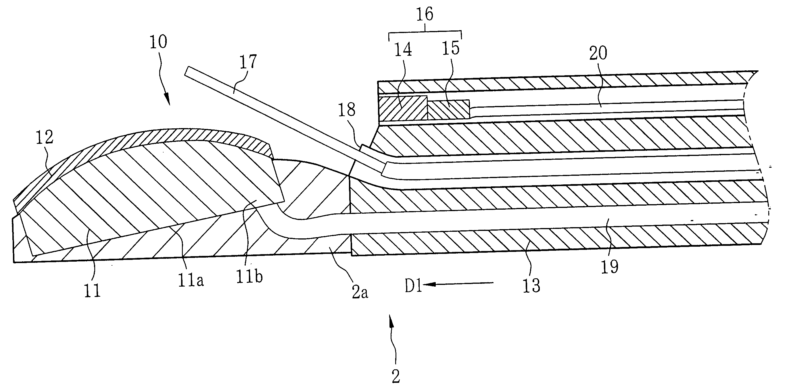 Ultrasonic probe for intra-cavity diagnosis and manufacturing method thereof