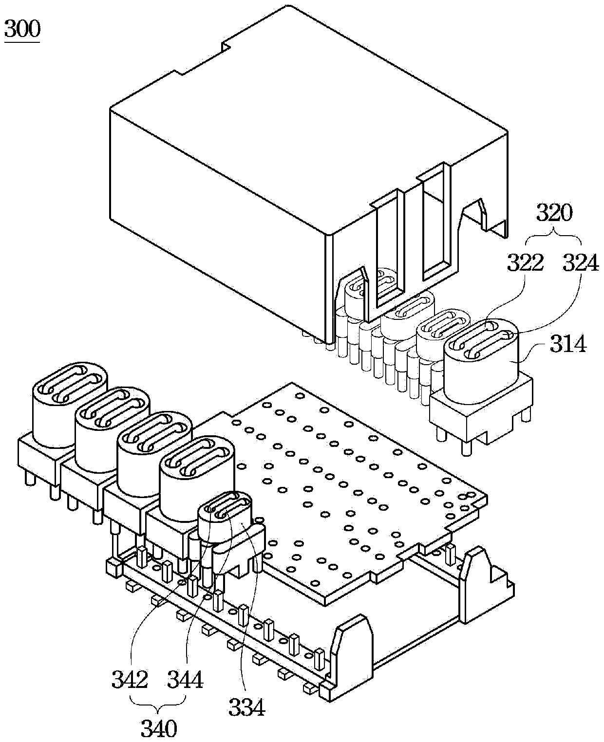 Network transformation module and magnetic elements thereof