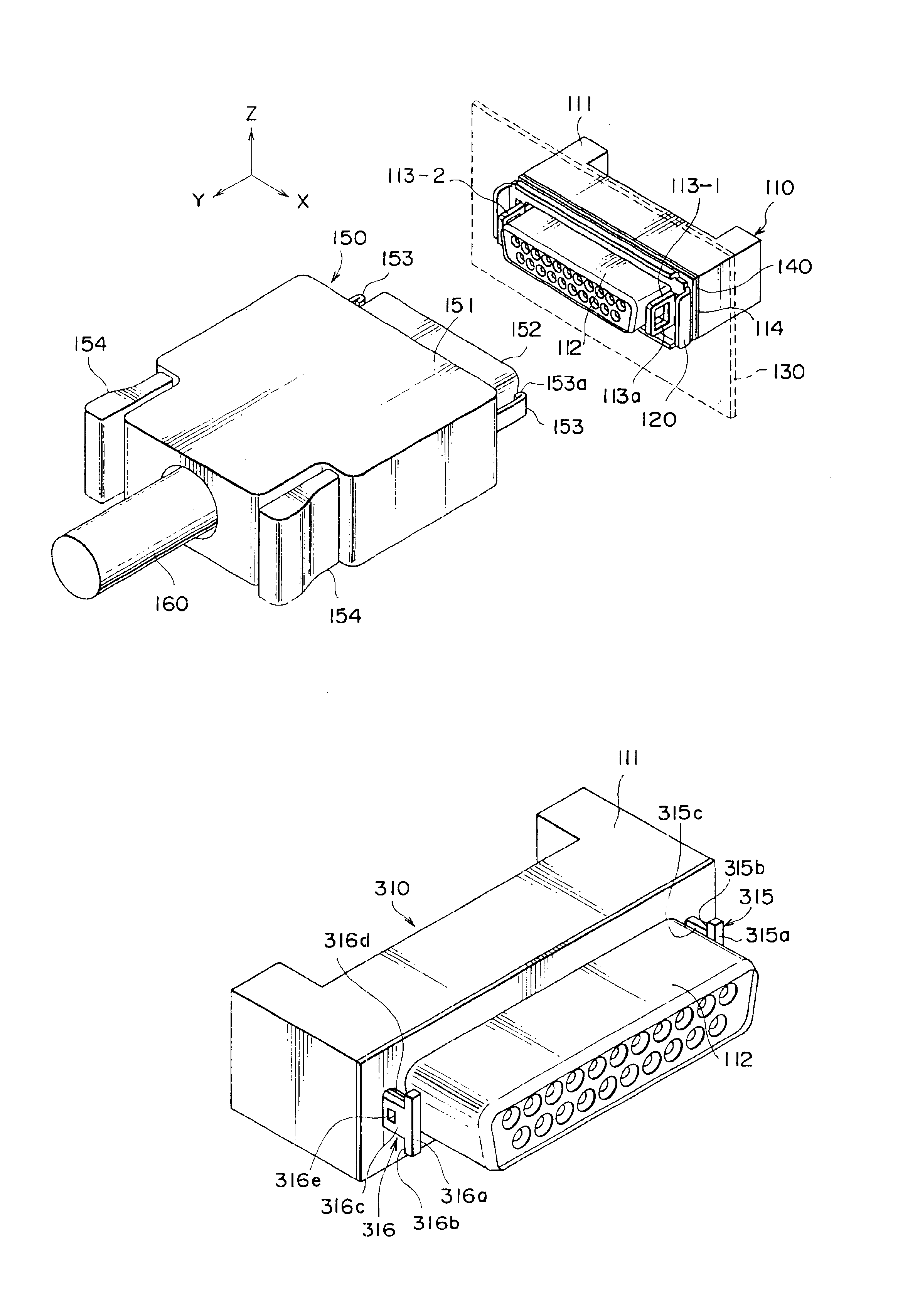 Combination of device and retainer clip for retaining the device through an open window in panel