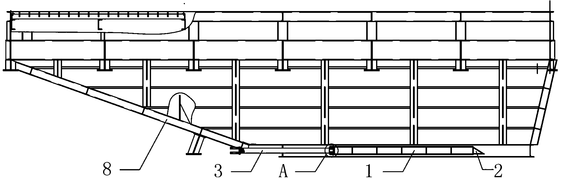 Hydraulic slide frame at bottom of sludge bin