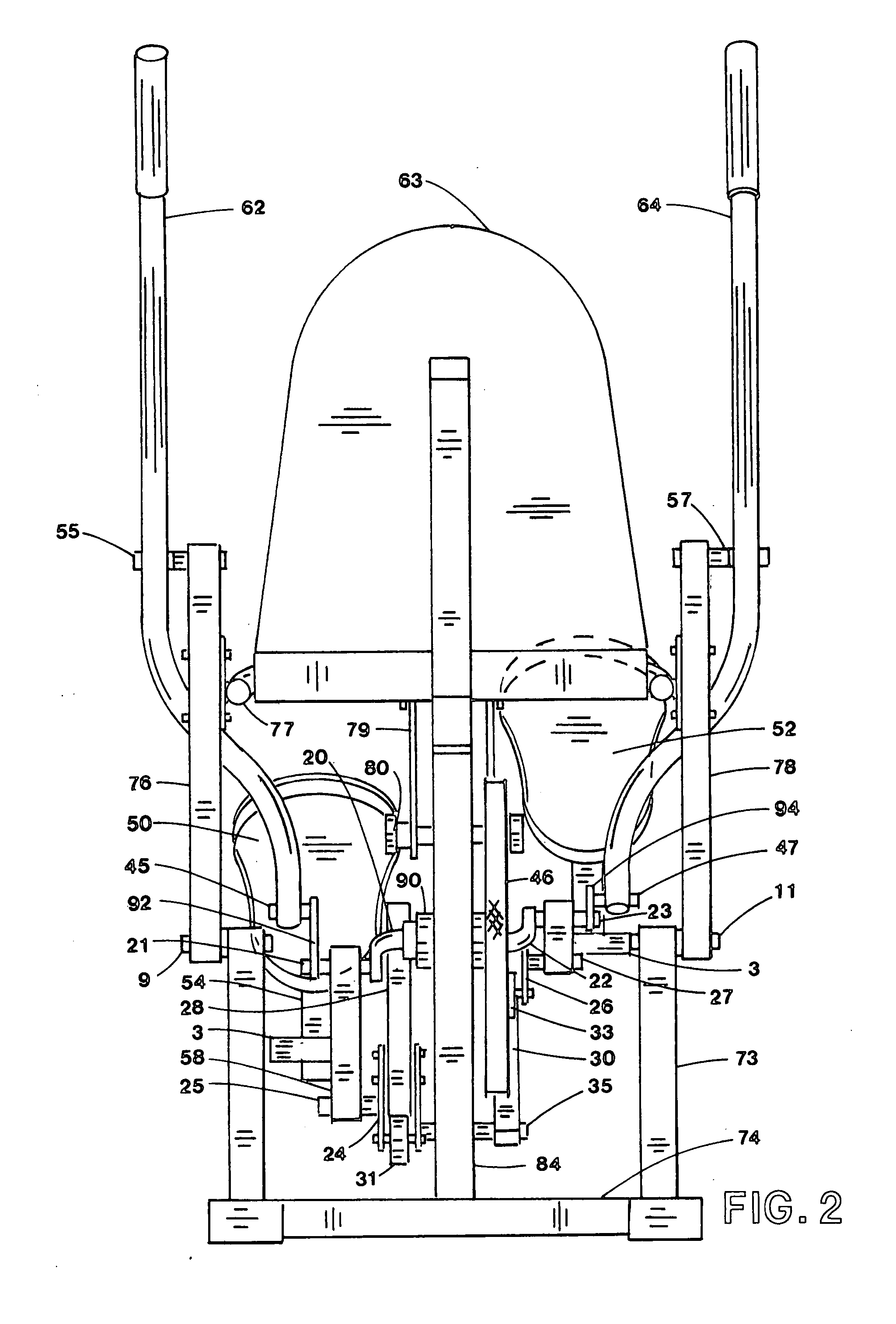 Recumbent elliptical exercise apparatus with adjustment