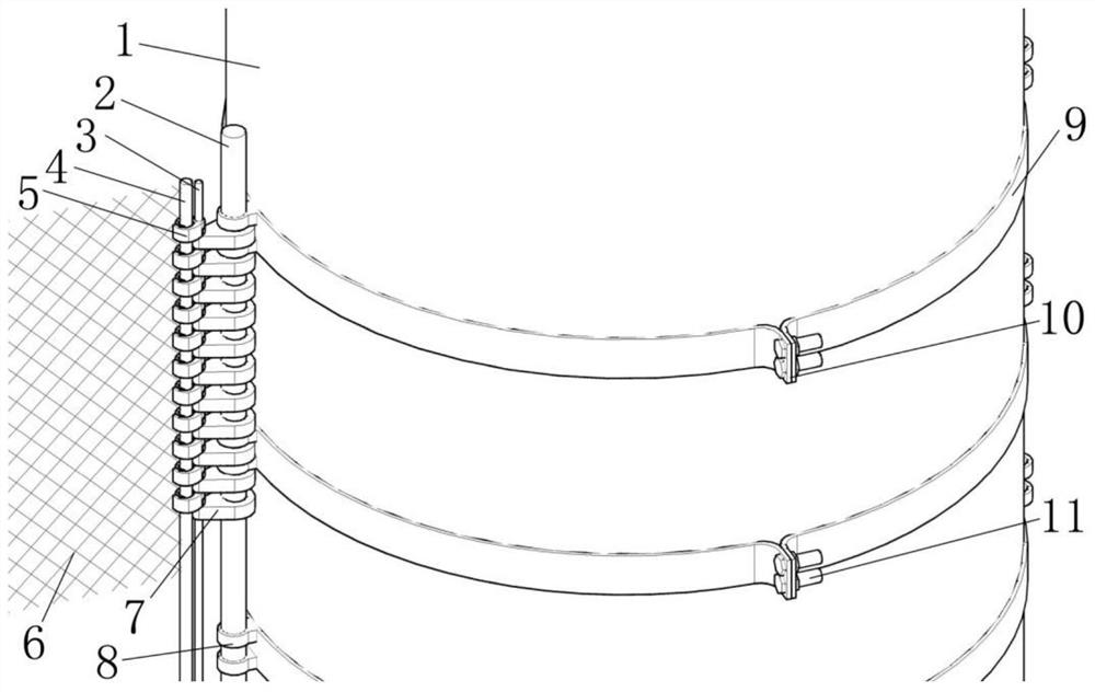 A kind of synthetic fiber mesh connection method for fence cultivation