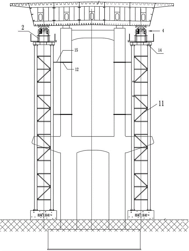 Full-bracket track-bogie bearing and moving device and construction method for installing steel box girders