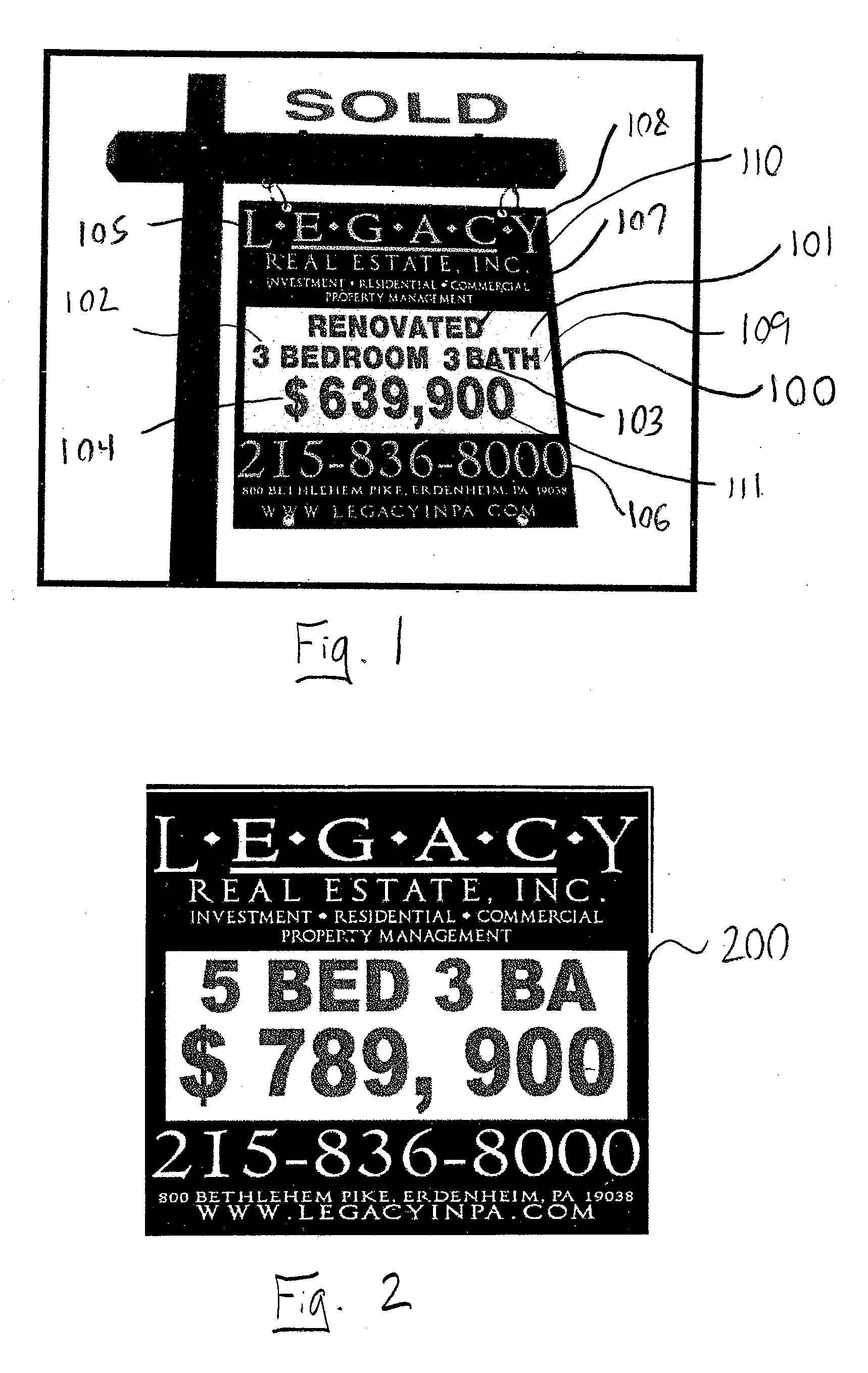 Method of advertising real estate and signage for same