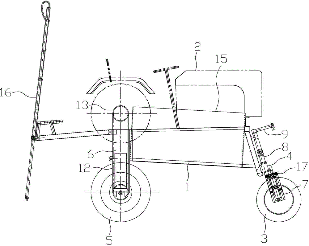 Agricultural machine chassis of elevated structure