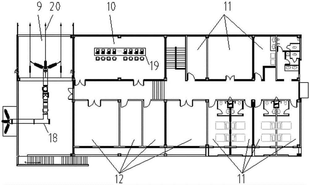 T-shaped structure of wind power plant booster station in mountain area and arrangement method