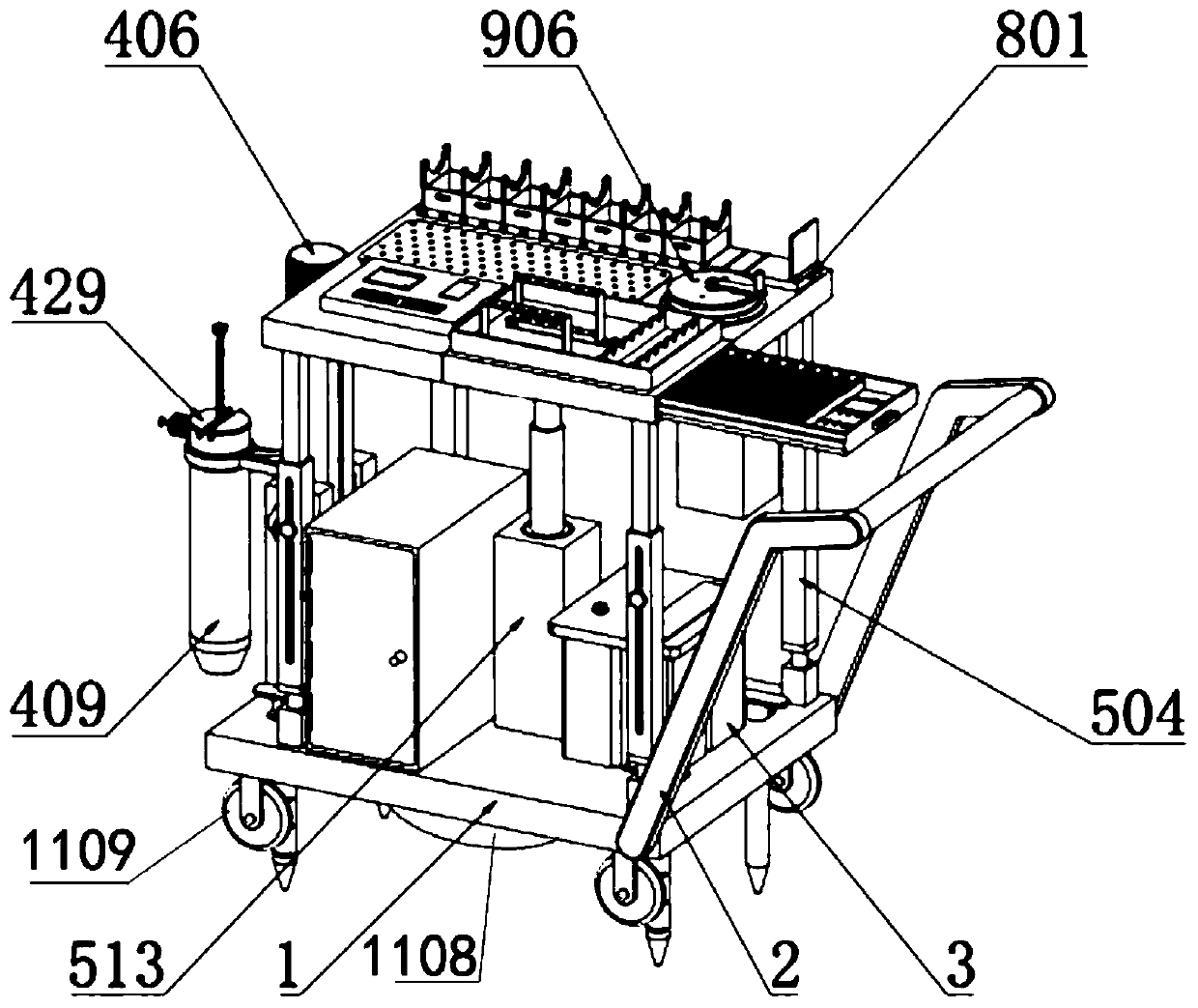 Soil detection device with bottom plate auxiliary structure