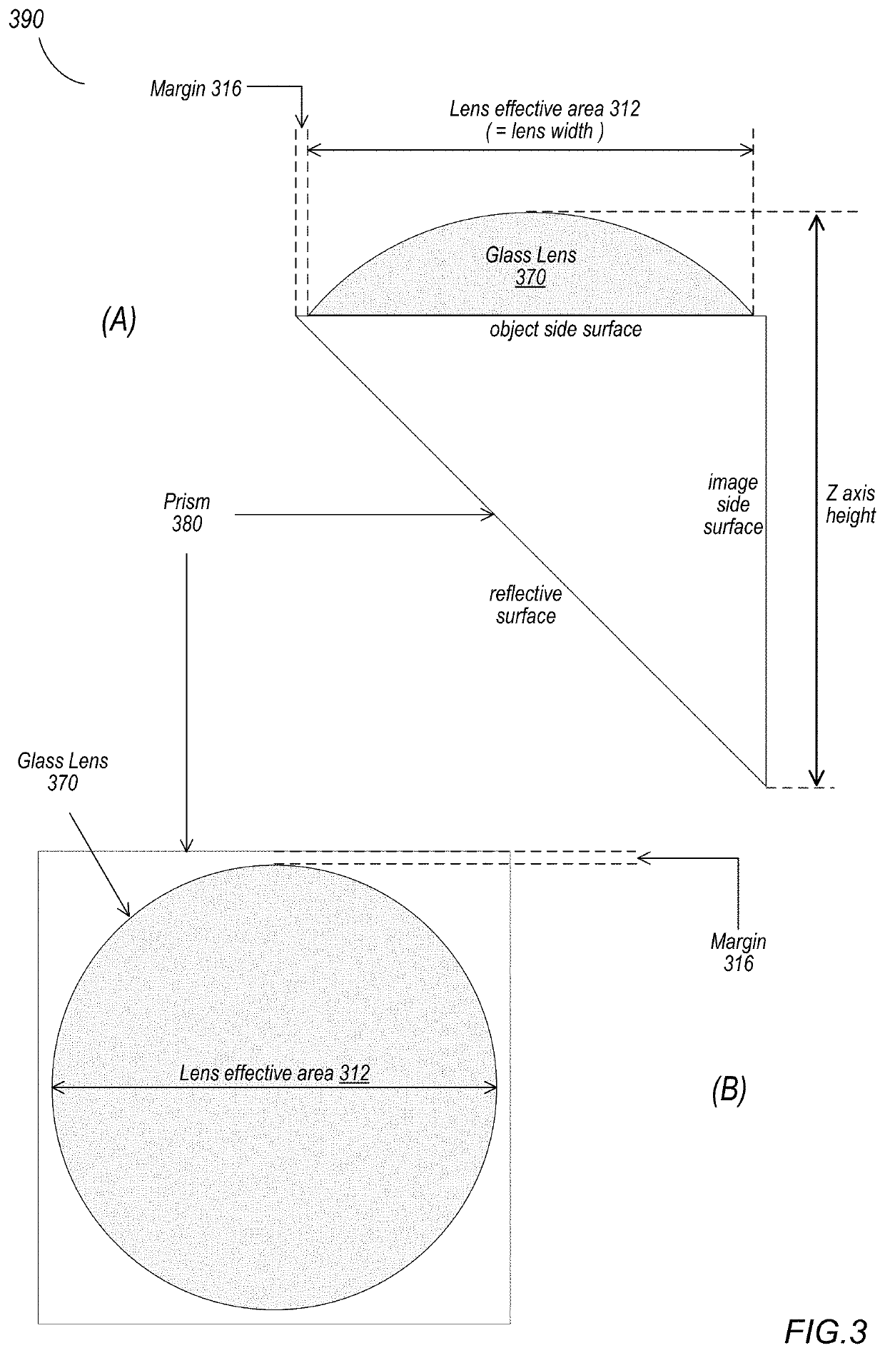 Power prism for folded lenses