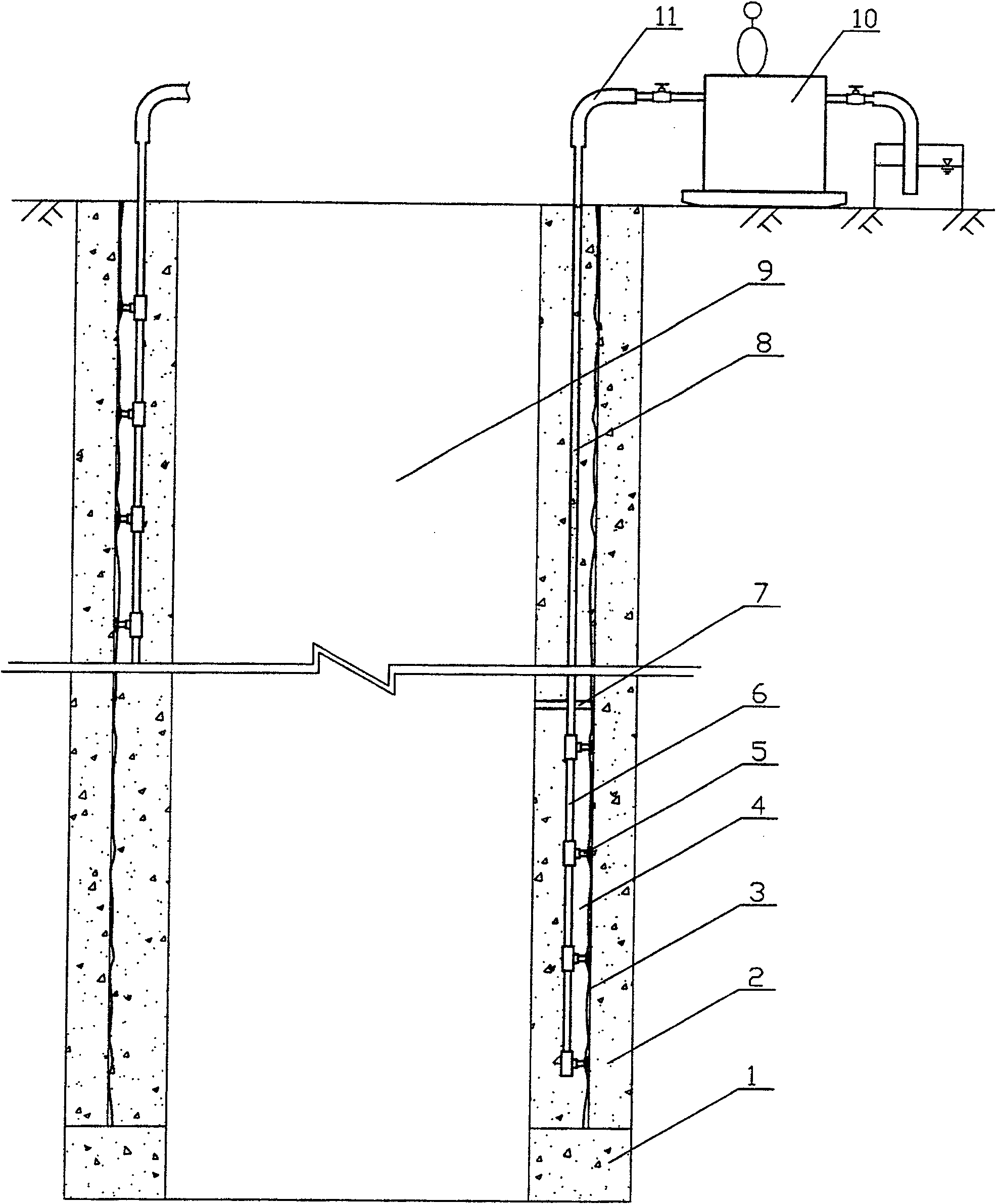 Fast slip casting technique between composite well wall