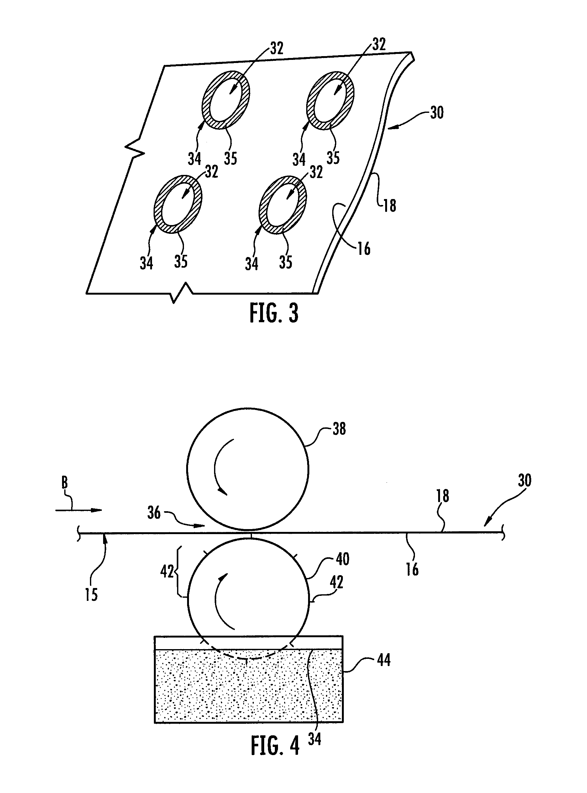 Perforated landscaping film with discretely applied weed control agent