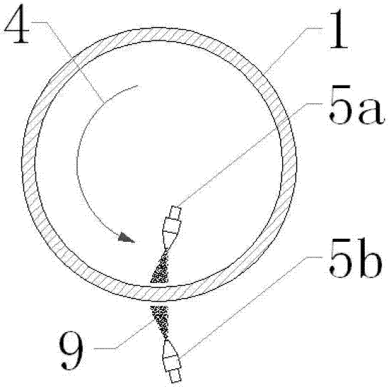 Inner surface and outer surface jet flow descaling system and method for big-diameter metal pipe wall