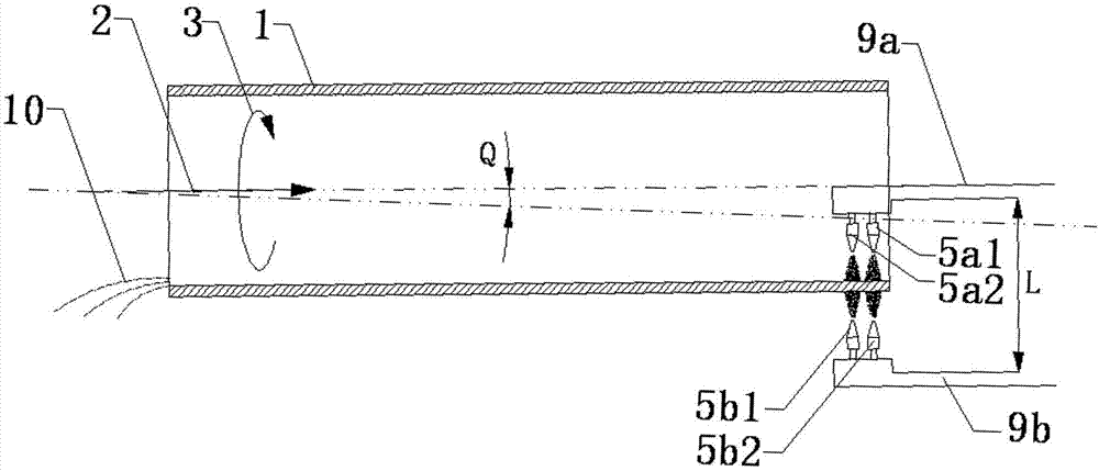 Inner surface and outer surface jet flow descaling system and method for big-diameter metal pipe wall