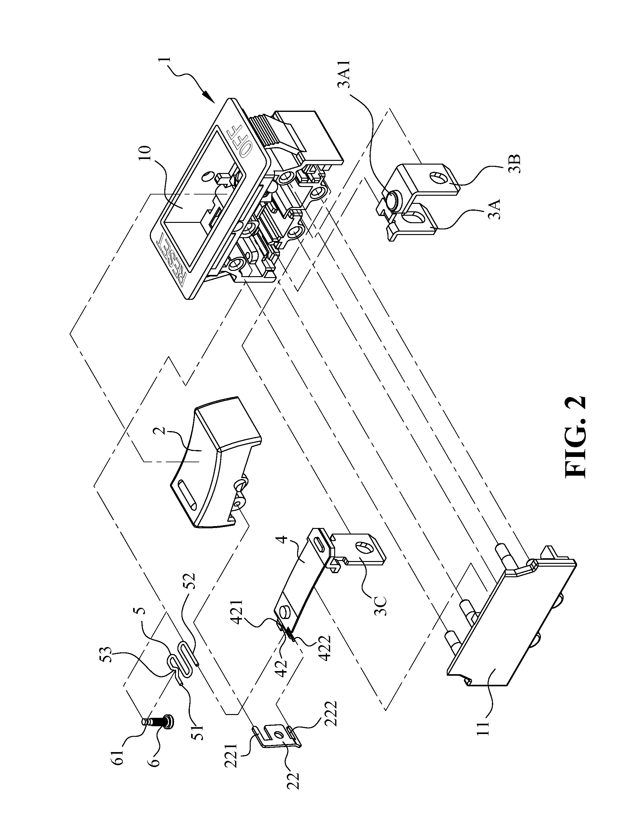 Switch with overload release structure