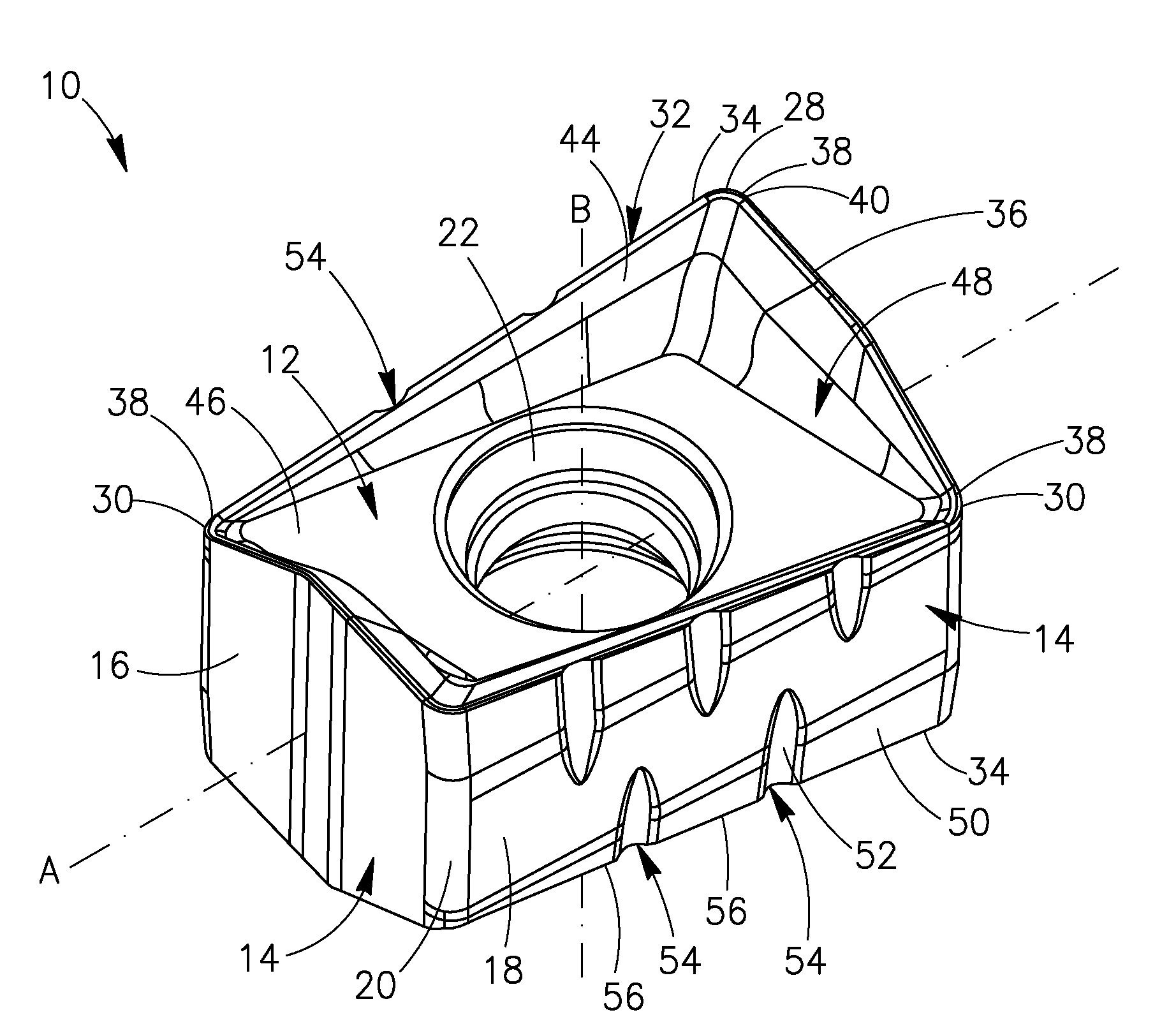 Cutting Insert Having Cutting Edges with Recessed Portions