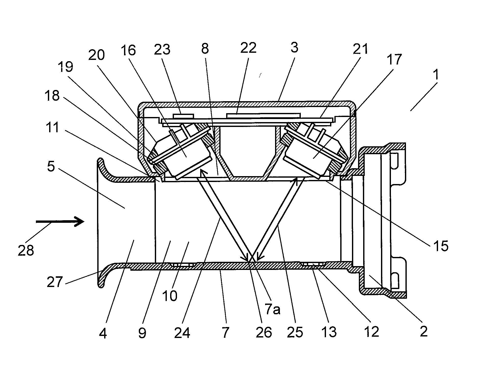 Ultrasonic flow rate measuring device