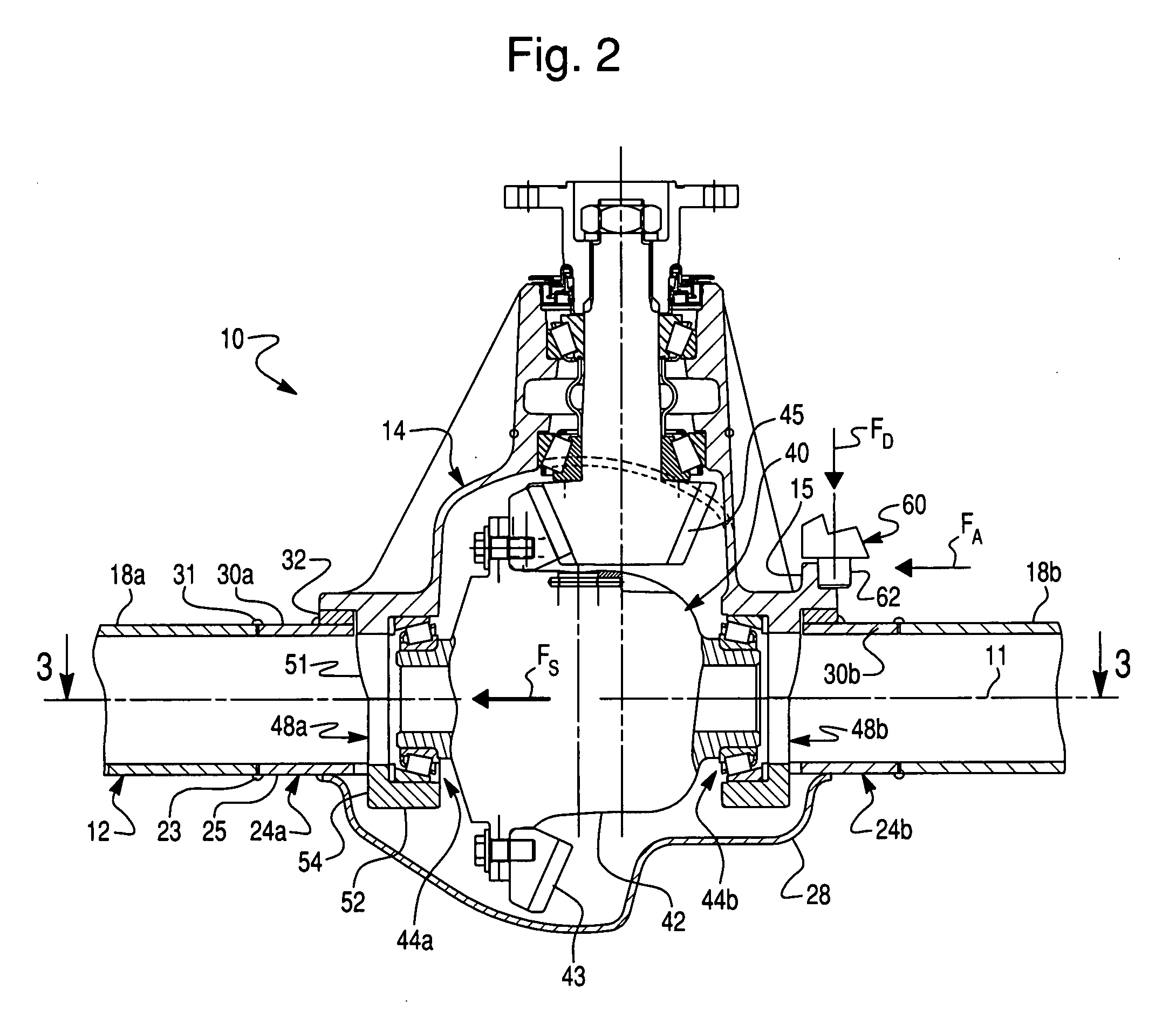 Axle housing with differential bearing support