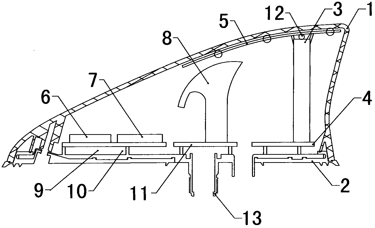 Shark fin multifunction antenna for vehicles