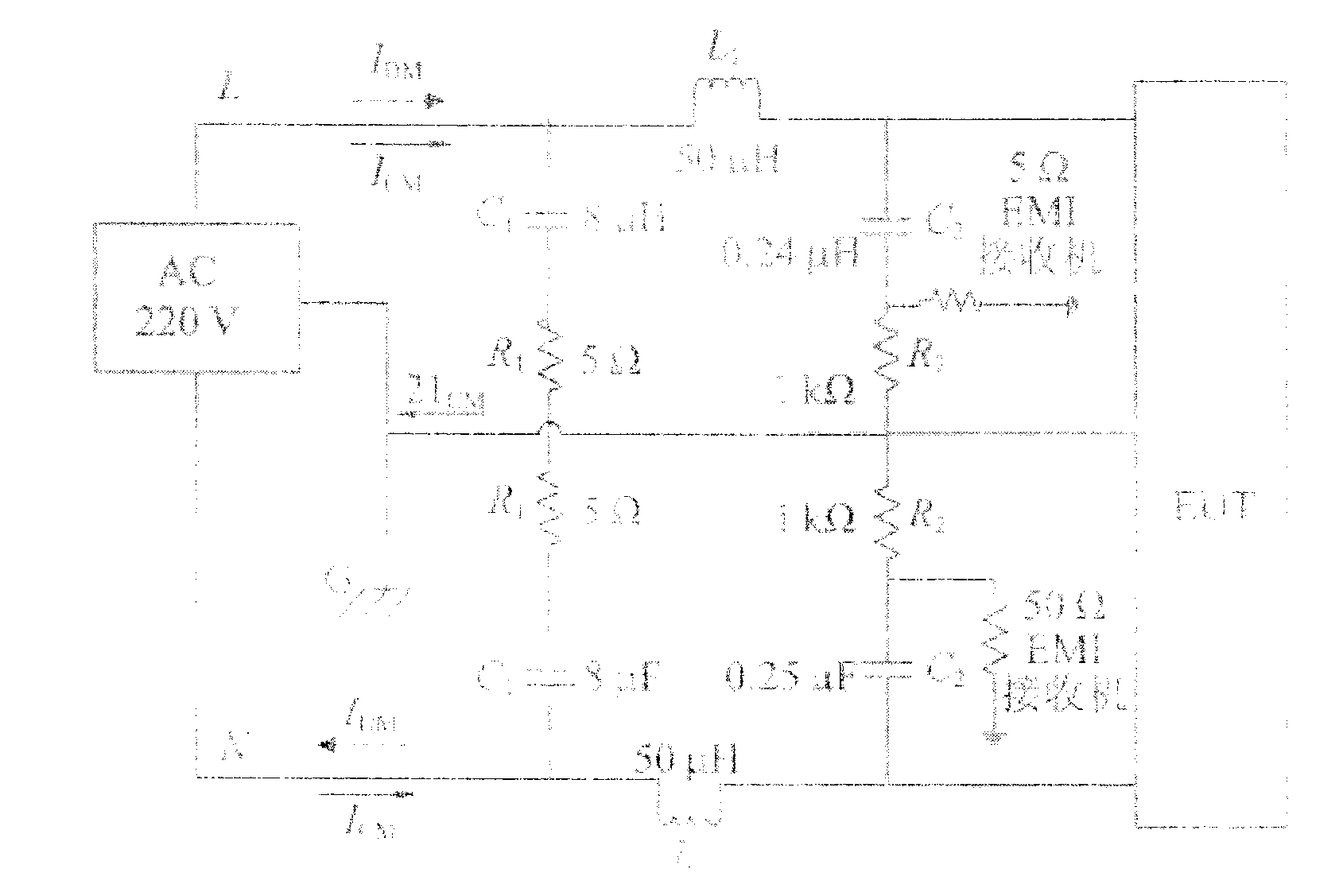 Electro-magnetic interference detecting system for power line conduction