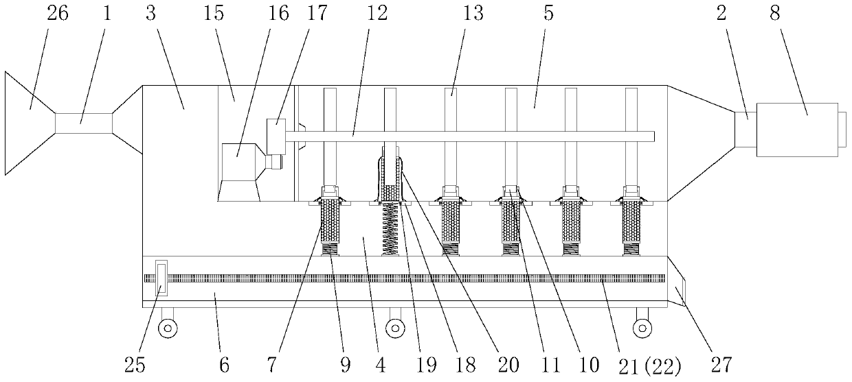 A mine dry dust collector