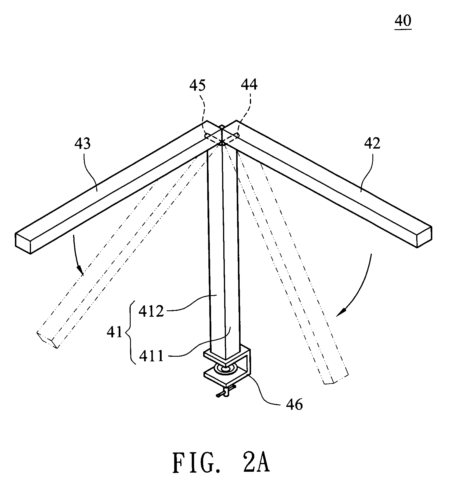 Biaxial folding lamp structure