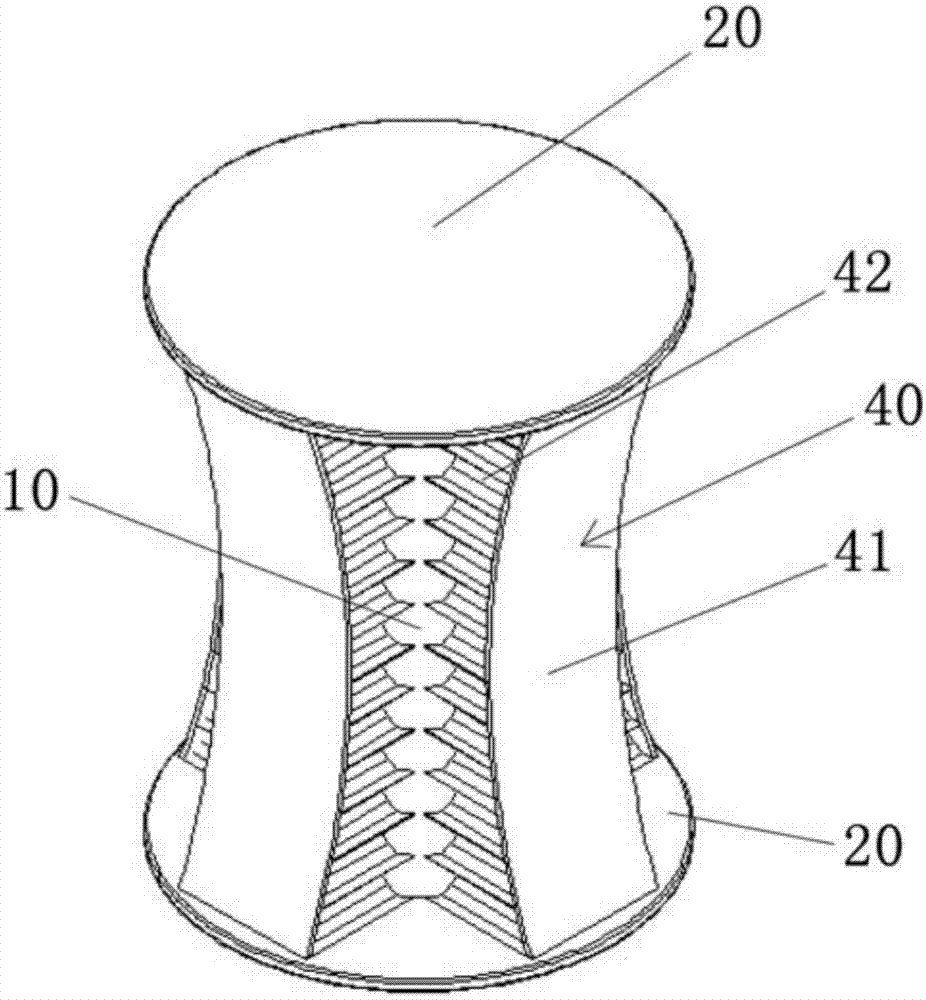 Buffering energy-absorption device with negative possion ratio characteristic