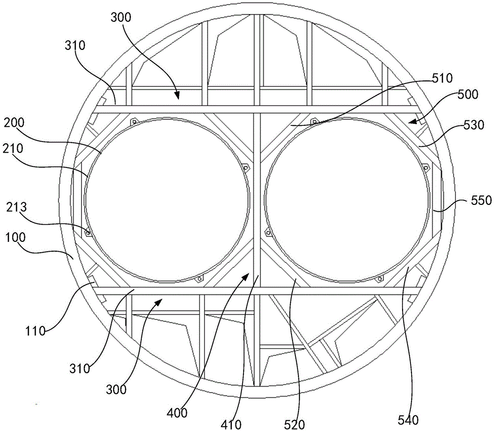 Support structure for inner cylinder of chimney